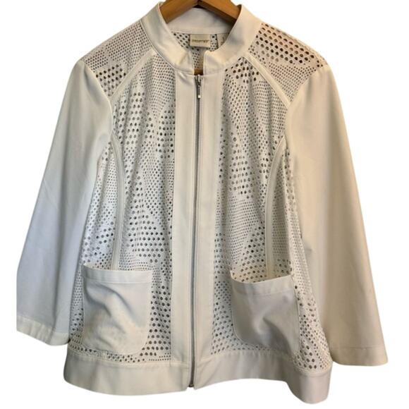 Zenergy by Chico’s White Swim Coverup Jacket Size 1 Breathable - Picture 1 of 7